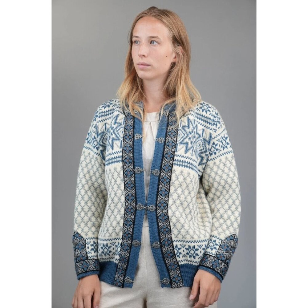 Dale‎ Of Norway Vintage Clasp Snow Wool Nordic Cardigan Sweater Blue Size XS/S